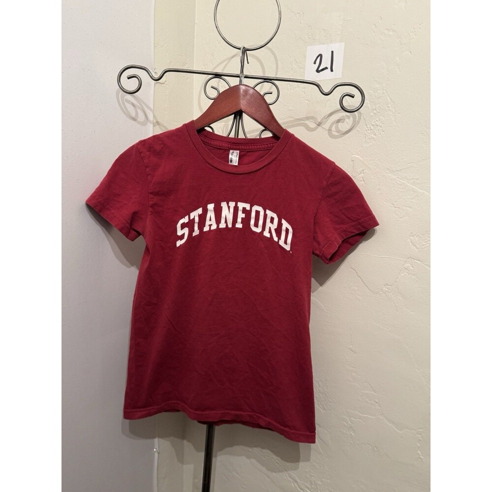 Stanford University T Shirt American Apparel Red USA Made Youth Medium College